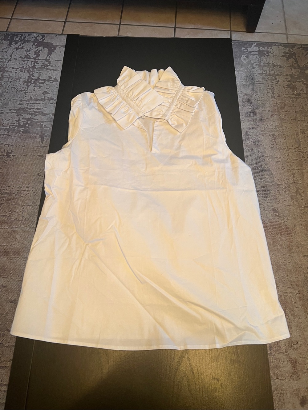 Tuckernuck White Sleeveless Ruffle-Neck Camisole